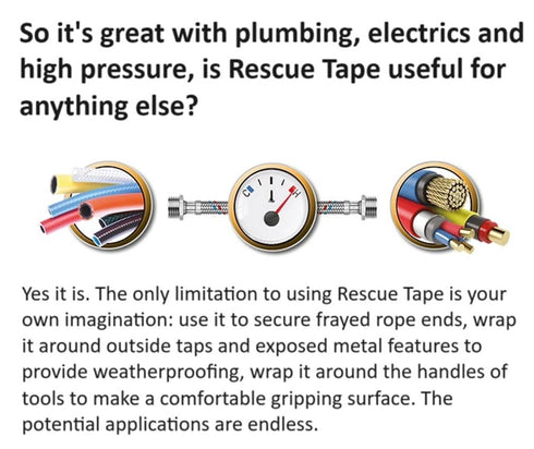 Rescue Tape, Self-Fusing Silicone Tape for Emergency Plumbing & Electrical Insulation, 1" x 36', Black