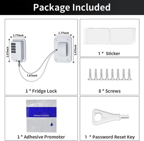 Upgraded Fridge Lock, Combination Refrigerator Lock for Child Safety, Freezer Lock with Code, White