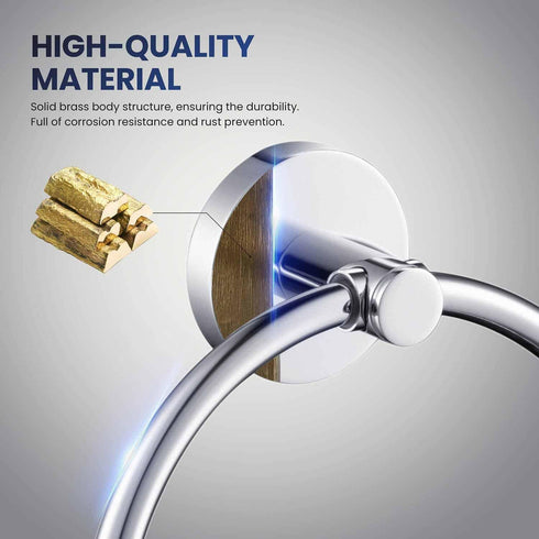 KBA1406) KIBI Circular Bathroom Towel Ring Wall-Mounted Hand Towel Holder, Solid Brass Construction, Rust-Resistant