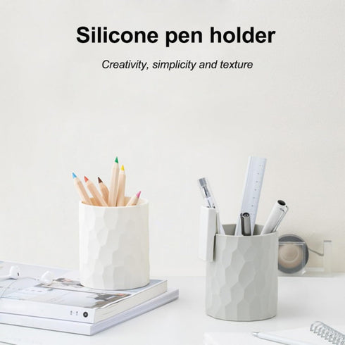 Pen Holder for Desk,Makeup Brush Organizer Cup,Nordic Style Silicone Pencil Holder,Desk decor,Multifunctional Office Supplies for Home,Kids and School,Pen Cup for Desktop Stationery (Light grey) by RiXid