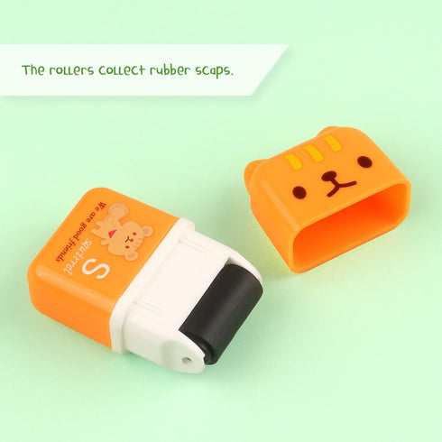 Tamaki 6 Pack Cute Erasers for Kids, Pencil Rubber Eraser with Cover and Roller for Party Favors Gift Supplies (Model B)