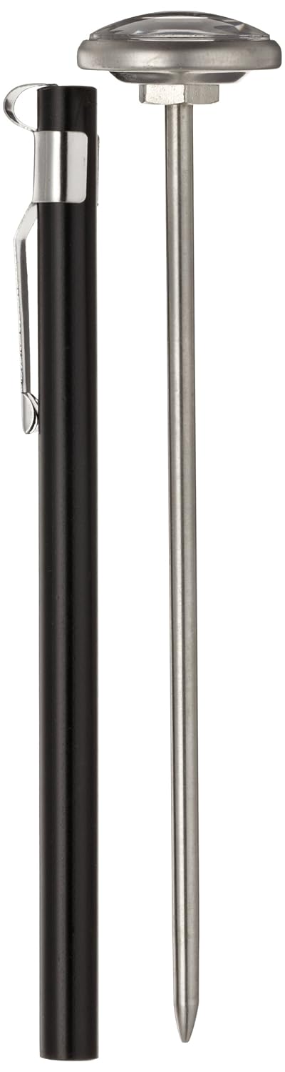 Supco ST02 Stainless Steel Pocket Dial Thermometer, 5" Stem, 1" Dial, 0 to 220 Degrees F