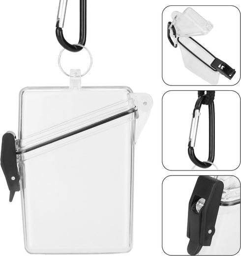 Transparent Clear Waterproof ID Card Badge Holder Case, Vertical Holders with Lanyard and Keychain for Office Supplies