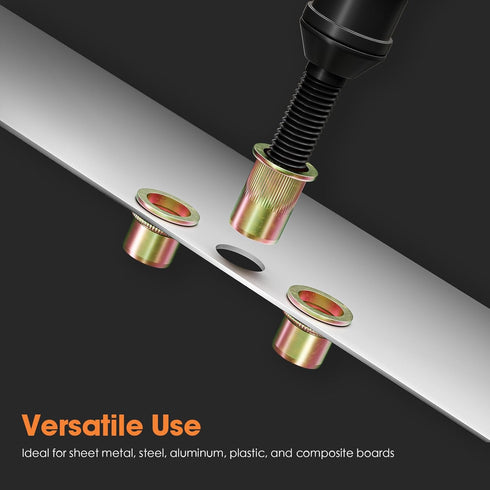 Hanglife #6-32 100 Rivet Nut, UNC SAE Rivnut - Flat Head Nutserts, Zinc-Plated Carbon Steel Knurled Body Threaded