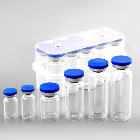 3ml Sealed Vials with Self Healing Injection Port and Plastic-Aluminum Flip Caps, Glass Empty Vials for Injection, 10