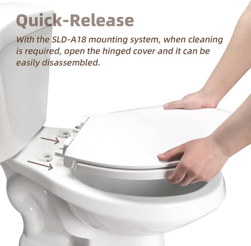 Elongated Toilet Seat, Slow Close Quick-Release Hinges, Heavy Duty Soft Close, Oval(Oblong) Toilet Seat For Elongated
