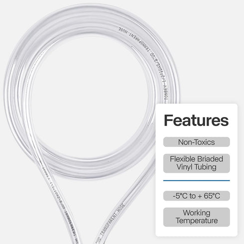 5/8"I.D 13/16"O.D, 50 x Feet Clear Vinyl Tubing PVC Tubing, Flexible Plastic Tube, High Temp Pure Silicone Hose