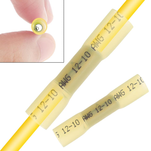 100 Pcs Heat Shrink Butt Connectors Kit, Insulated Waterproof Electrical Marine Automotive Wire Crimp Terminals (12-10