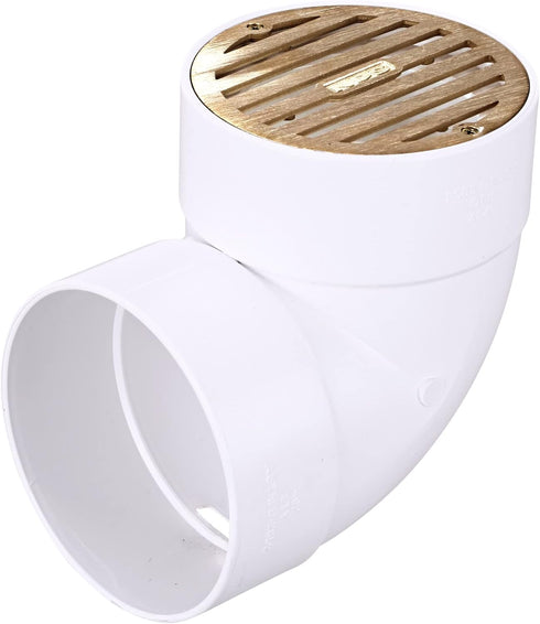 NDS 910B Round Grate Drain Cover, 4 In. with PVC Collar, Connects to 3 Inch Drain Pipe & 4 Inch Fittings