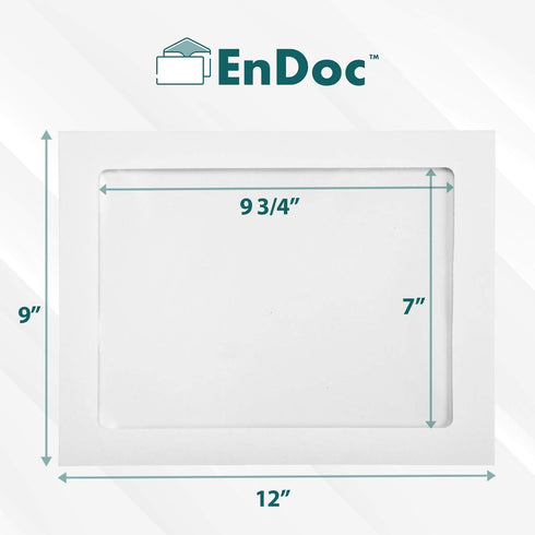 EnDoc 9x12 Full Face Window Envelopes - 28lb Bright White, 50 Pack