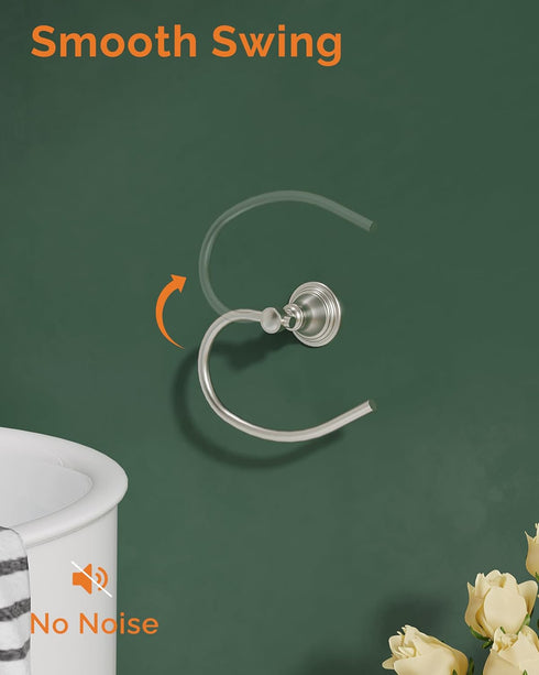 Towel Ring for Bathroom, Stainless Steel Hand Towel Holder Wall Mounted, Brushed Nickel Towel Holder Heavy Duty Towel