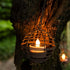 TWINKVILLA Decoration-4Pack Solar Hanging Lanterns Outdoor Waterproof, Rust Iron Ball Candle Holder with Flickering