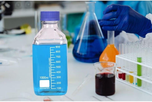 Lab Media Storage Square Bottles Graduated Glass Container GL45 Screw Cap Leakproof Multi-Purpose for Scientific Use |