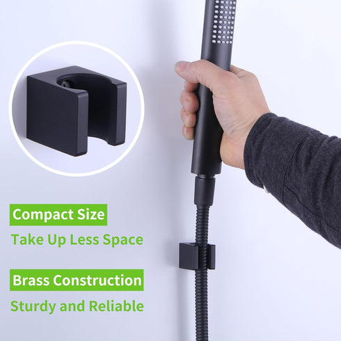 Nozzle Angle Simple Shower Wand Holder, Brass Shower Head Hanger, Sprayer Handle Bracket, Matte Black