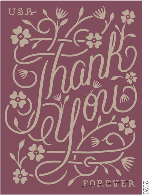 United States Postal Service 2020 20) Thank You (Sheet of First-Class Mail Forever Postage Stamps