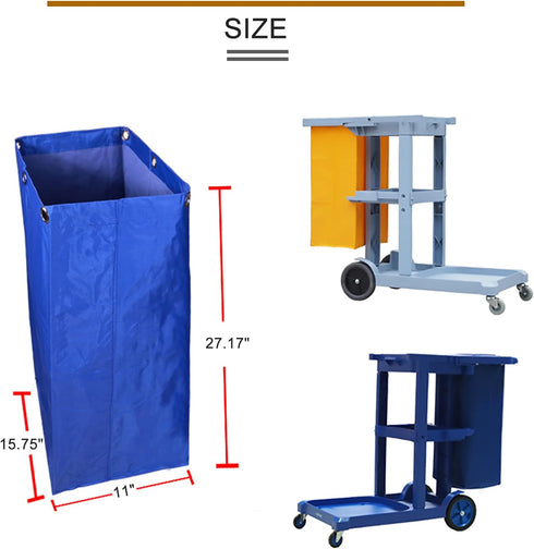 Commercial 6 Grommets 25 Replacement Janitorial Cart Bag, High Capacity Waterproof Thickened Housekeeping Janitorial