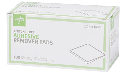 Medline 2-Ply Adhesive Remover Pads, Acetone-Free, Box of 100