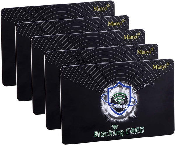 Manyi 5Pcs RFID Blocking Card - Protection for Entire Wallet and Purse, Contactless NFC Bank Debit Credit Card Blocker