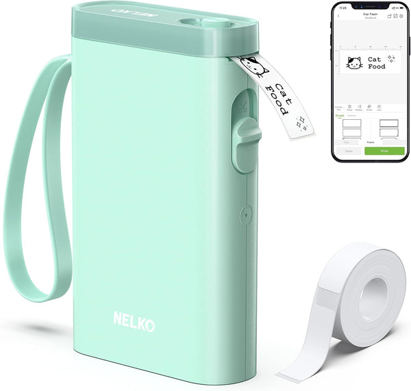 Nelko Label Maker Machine with Tape - P21 Bluetooth Mini Label Printer for Office Home Organizing, Green