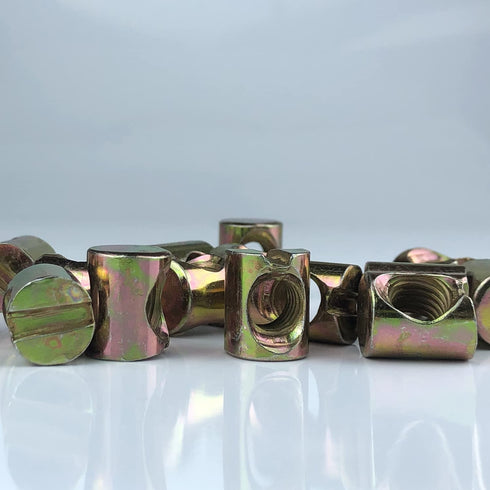 SUUJI 10 M8x11.5mmx14.5mm M8-1.25 PCS Metric Barrel Nuts,for Metric Bolts Cross Dowels Slotted Nuts Baby Bed Crib