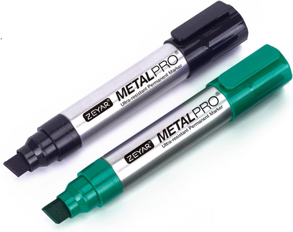 ZEYAR Permanent Markers Pen, JUMBO Size, Set of 2, Waterproof & Smear Proof Markers (Black & Green)
