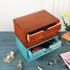 PACKGILO 2 Wooden Storage Box Rustic Desktop Organizer with Drawers Office Desk Accessories Shelf Small Craft Storage
