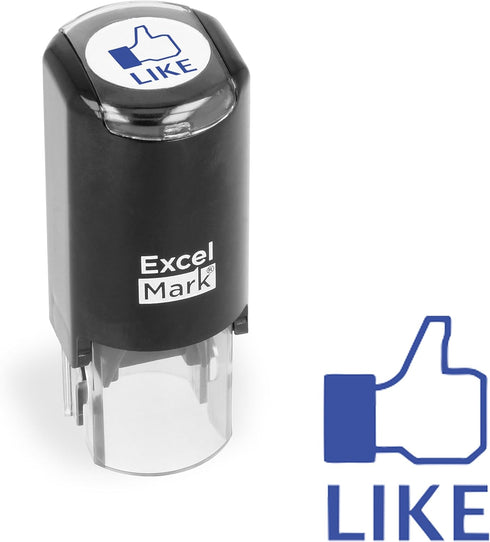 ExcelMark Thumbs Up Like Self-Inking Round Rubber Teacher Stamp with Blue Ink