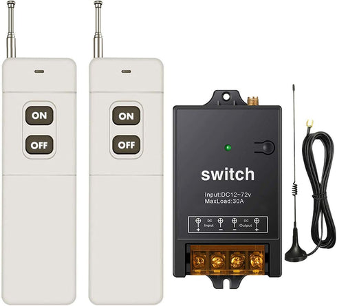 Wireless Remote Switch 12V,1500M Meters Long Distance,DC 12V/24V/48V/72V /40A Relay RF Remote