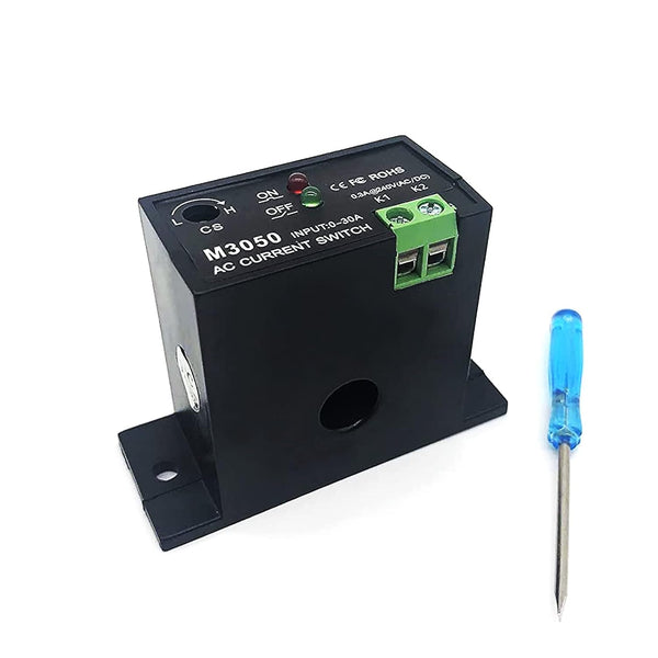 AC Current Sensing Switch, Adjustable Self-Powered Normally Open Amp Sensor Monitoring Relay for Automated Equipment