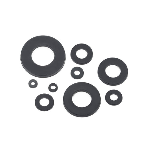 Nylon Flat Washer Assortment Set, 600 Pieces in 9 Sizes - M2 to M12, Black