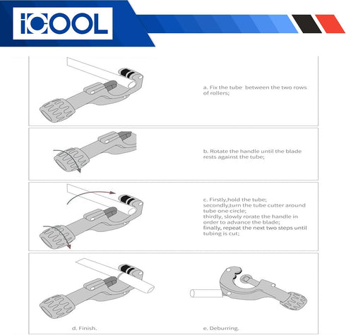 ICOOL Tubing Cutter, 1/8 to 1-3/8 Inch (3-35mm), Matte Surface with Extra Blade and Reamer