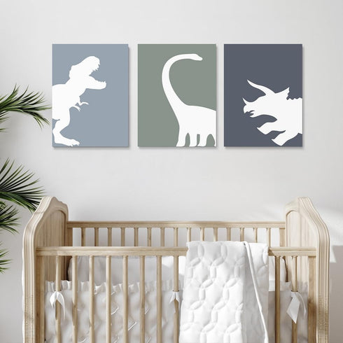 GUBIYU Set 3, 12"x16" Dinosaur Wall Decor T-Rex Art of Boys Room Aesthetic Posters, Animal Nursery Print for Kids