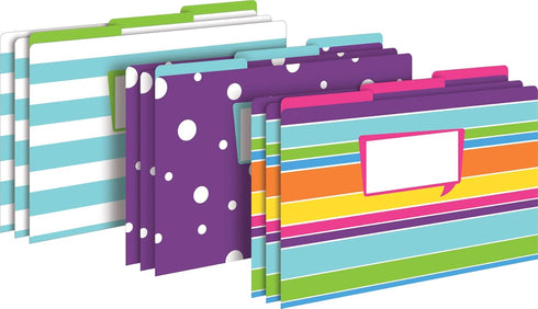 Barker Creek Designer File Folders, Happy, Multicolor, Legal Size, Pack of 9