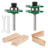 Pro Tongue and Groove Router Bit Set, 2 Pieces 1/4 Inch Shank Router Bit Set, 3 Teeth Adjustable T Shape Wood Milling