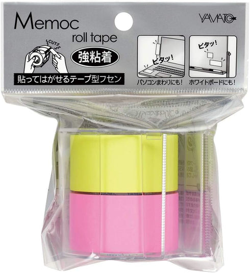 Yamato PRK-25CH-RL Sticky Notes Memoc Roll Tape, Strong Adhesive, Cutter Included, 1.0 inches x 32.8 ft