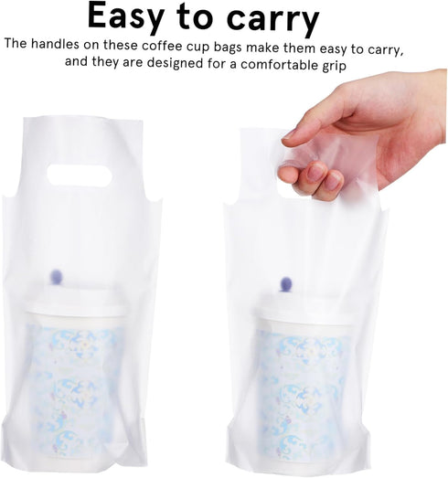 500Pcs MAGICLULU Takeout Beverage Bags with Handles Portable Coffee Cup Carriers for Shops for Milk Tea Coffee Shops