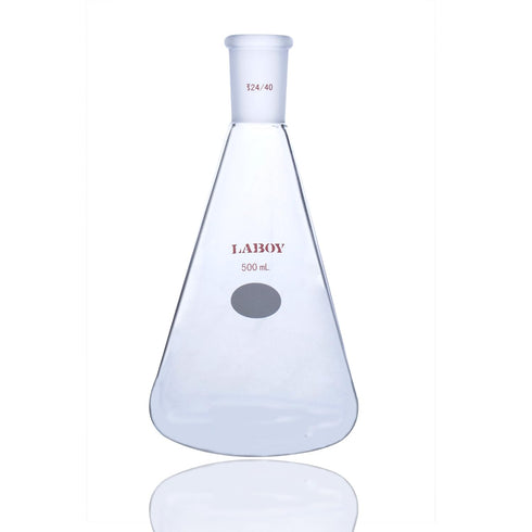 Laboy Glass 500mL Erlenmeyer Flask with 24/40 Standard Taper Joint for Organic Chemistry