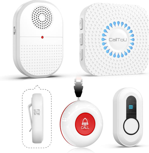 CallToU Caregiver Pager Wireless Call Button for Hard of Hearing, 500FT Vibration Alert System for Home Monitoring