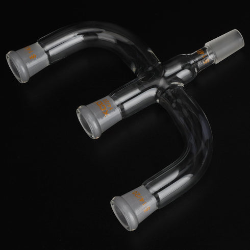 XCD Borosilicate Glass 4-Way Claisen Adapter with 14/20 Joints for Laboratory Distillation
