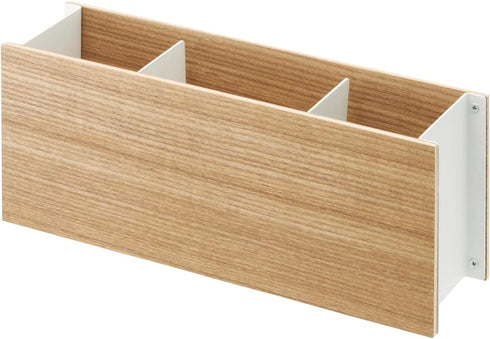 Yamazaki Home Caddy Desk TV Pen Holder | Steel + Wood | Remote Control & Tablet Organizer, Small