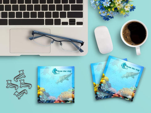 Butler in the Home Sticky Notes 3 Pack, 3"x3", 50 Sheets/Pad, Seas The Day Fish Shark Cute Memo Note Pads