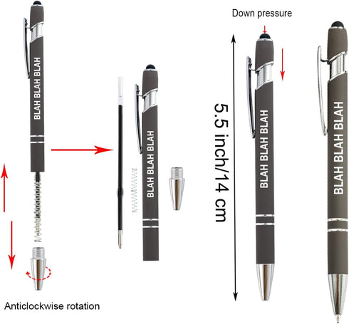 PASISIBICK 12 Pieces Funny Sarcastic Ballpoint Pens - Office Snarky Touch Screen Stylus Pen, Black Ink (12 Color,