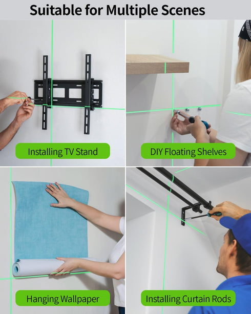 Firecore Laser Level with Tripod, Self Leveling Laser Level Green Cross Line Laser Leveler Tool for Picture Hanging