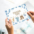50 Pack Whaline Western Cowboy Baby Shower Thank You Card Boxed Blue Cow Print Baby Clothes Greeting Cards