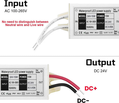 15W 24V IP67 24 110V/220AC-DC 24V G4/MR11/MR16 Bulbs (4-Pack) Lustaled LED Power Supply Waterproof Volt LED Transformer