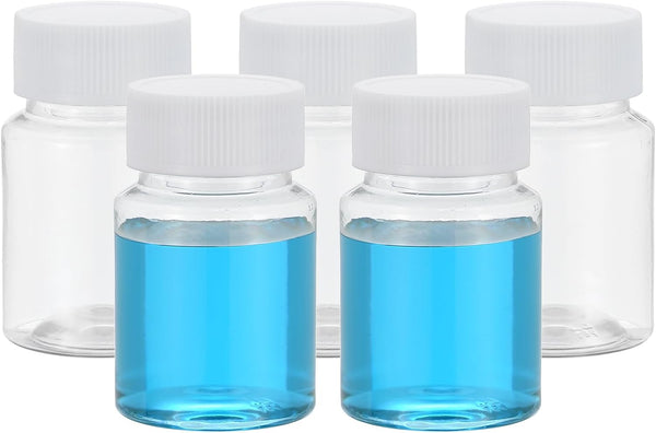 PATIKIL 5 Pcs 50ml Reagent Bottles, PET Wide Mouth Round Bottles with Screw Cap for Lab Water Reagent Storage