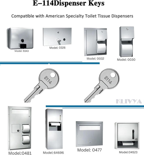 Set 5 E114 5 50504 5 Paper Towel Dispenser Key Includes Keys, Georgia Pacific Keys, and Plastic Waffle Keys.