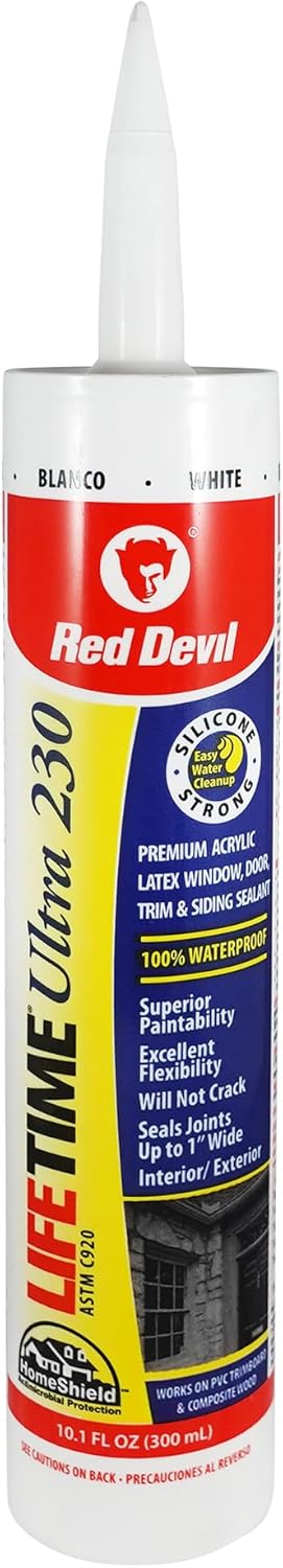 Red Devil 0770 Lifetime Ultra 230 Premium Elastomeric Acrylic Latex Sealant, 10.1 oz, White