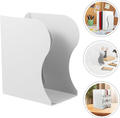 DOITOOL Retractable White Large Bookend for Desk Bookshelf Organizer, Heavy Duty Desktop Book Holder with Adjustable