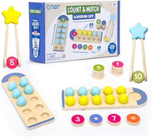 Educational Insights Count & Match Wooden Set Counting Toys for Kids, Preschool